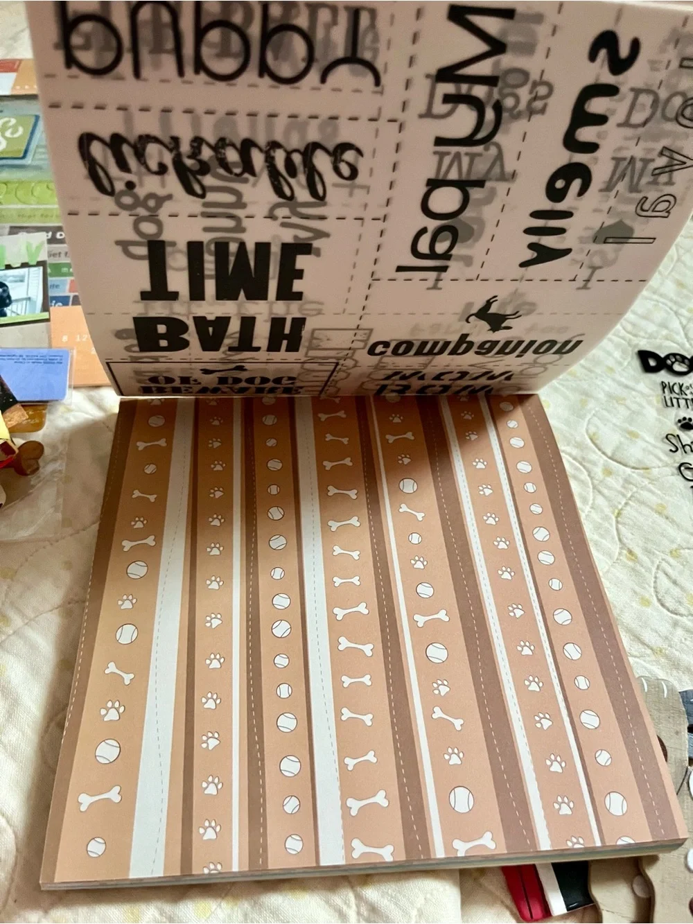 Dog-Themed Scrapbook Kit Junk Journal or Party Supplies - Brown/Cream